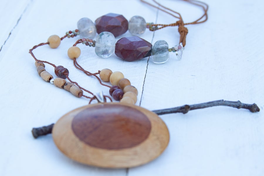 Bohemian Wood Long Necklace