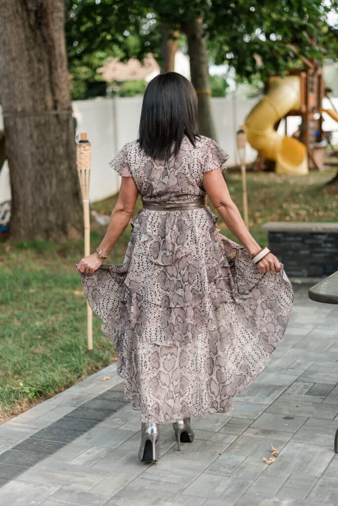 Animal prints and ruffles — I'm in love with this Snack Print Ruffled Dress. I always loved the ruffle style.