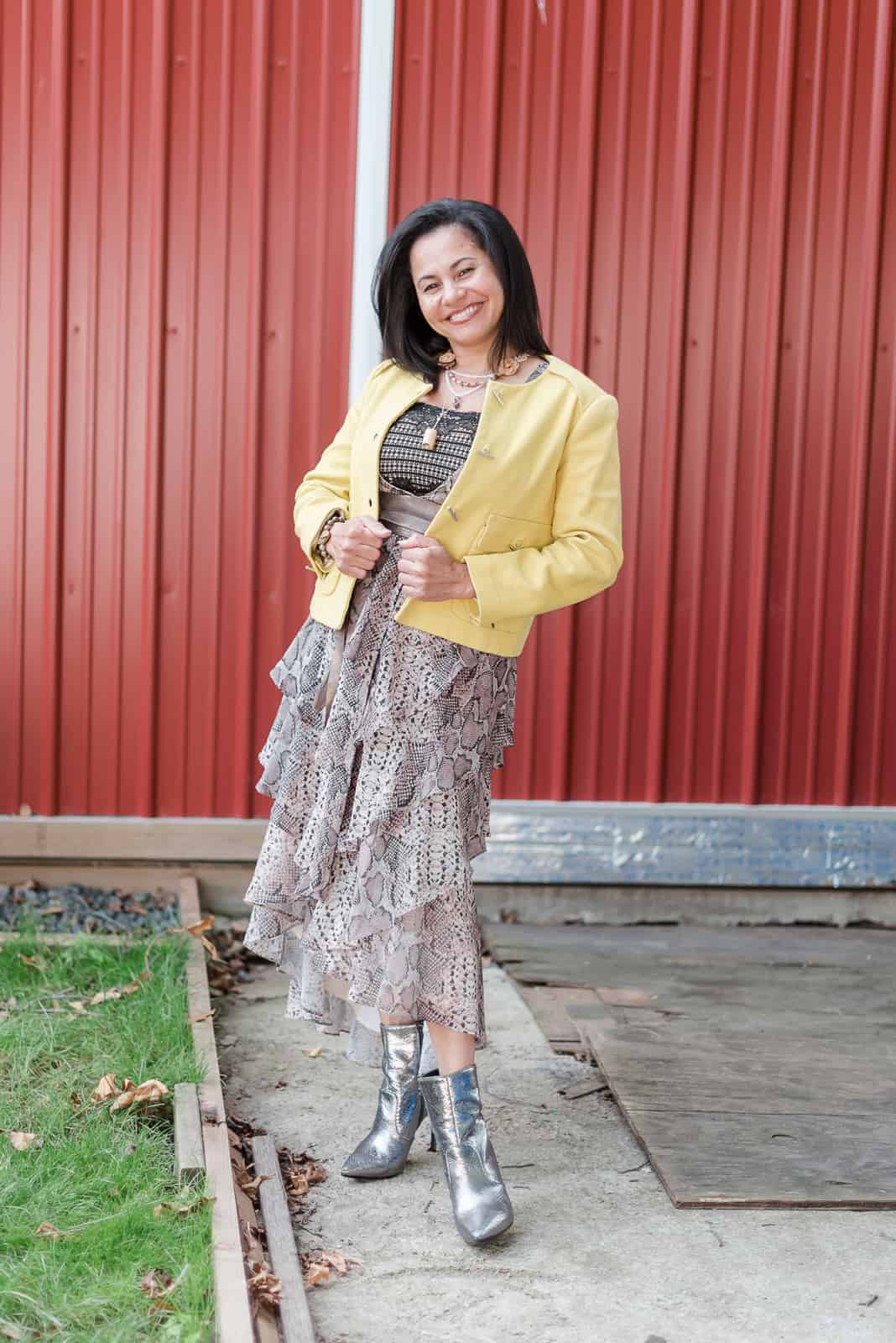 Animal prints and ruffles — I'm in love with this Ruffled Snack Print Dress. I always loved the ruffle style.